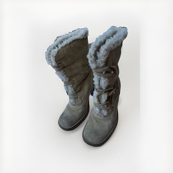 Women's Boots Steve Madden Kacey Boots Mid Calf Sz 7 Suede Leather Fur - Picture 1 of 11